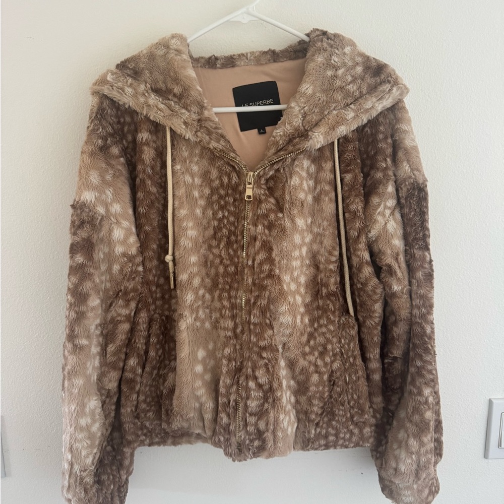 Le Superbe Brown Faux Fur Jacket